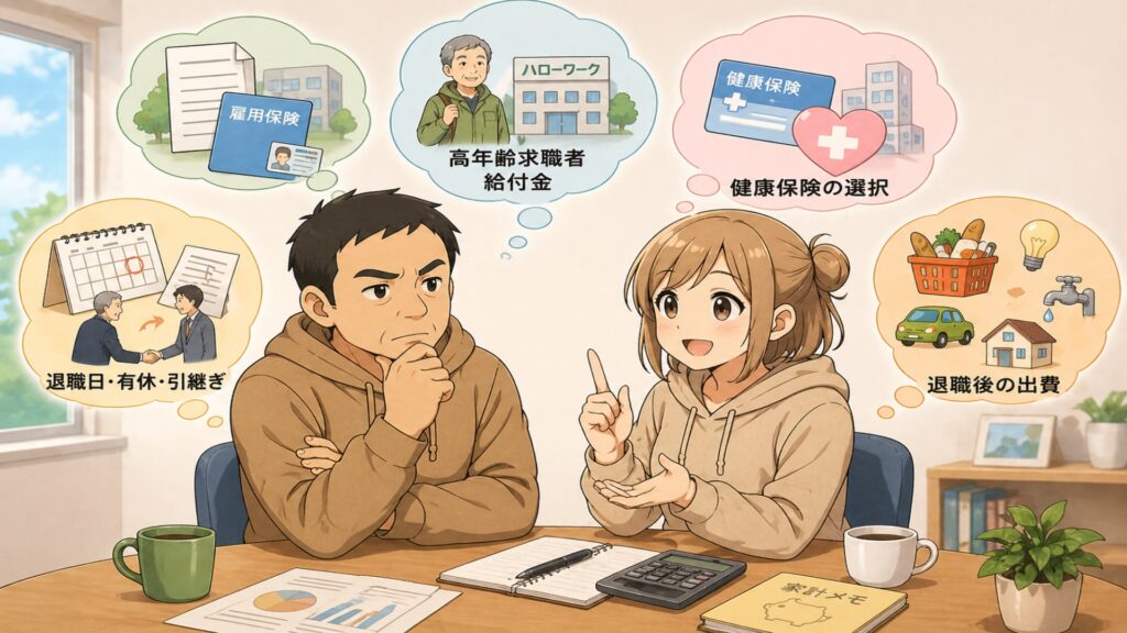 定年退職をまえにして話合う二人