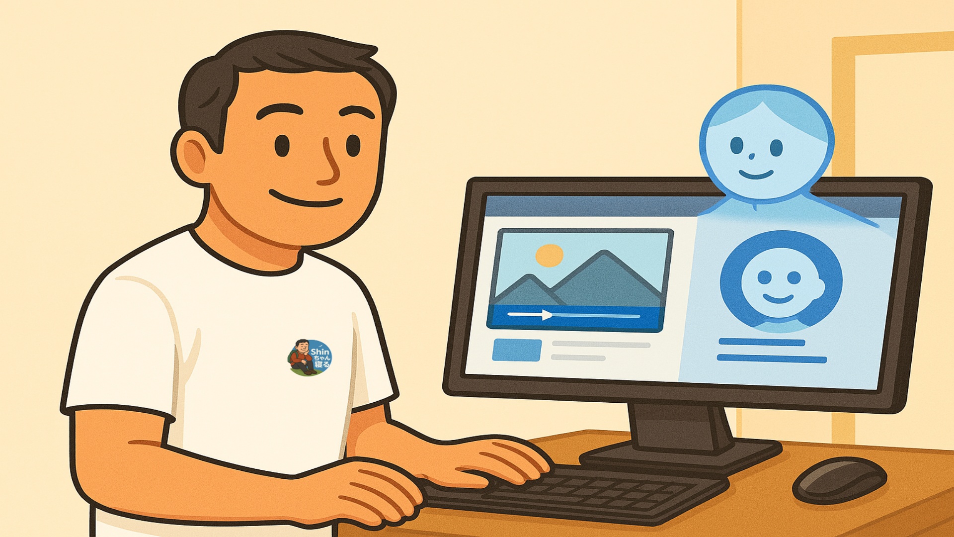 デスクでPCに向かう人