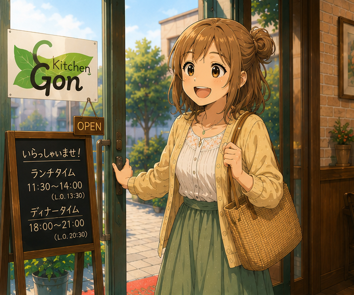 Gitchen Gonに入店するもち子さん