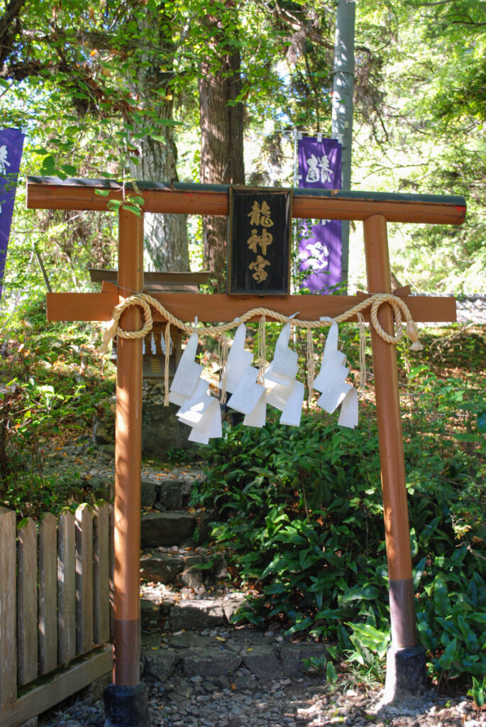唐澤山神社の龍神宮の鳥居と白い紙垂