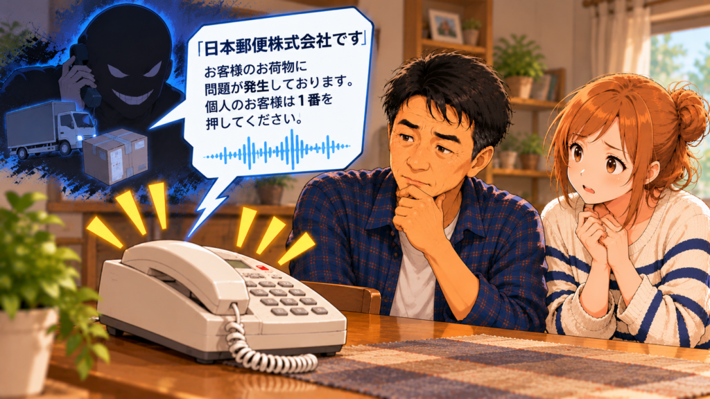「日本郵便株式会社です」と名乗る不審な自動音声電話を、電話に出ず警戒して見守るShinともち子さん